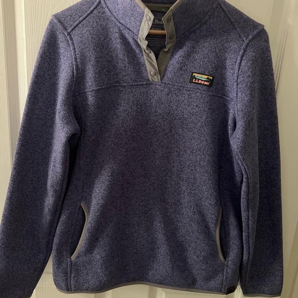 LL Bean Jacket, Blue With Grey Trim, Excellent Condition, Size Medium